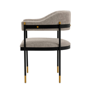 English Elm Lia Metal Chenille Armchair with Brushed Gold Accents, Floating Back Design, Luxurious Comfort Stone Gray B365P397705