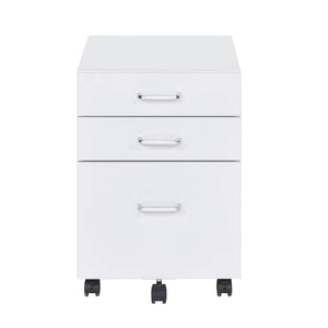 English Elm White White and Chrome 3-Drawer Rectangular File Cabinet with Casters, Sleek Modern Storage Solution for Office Use B062P184520