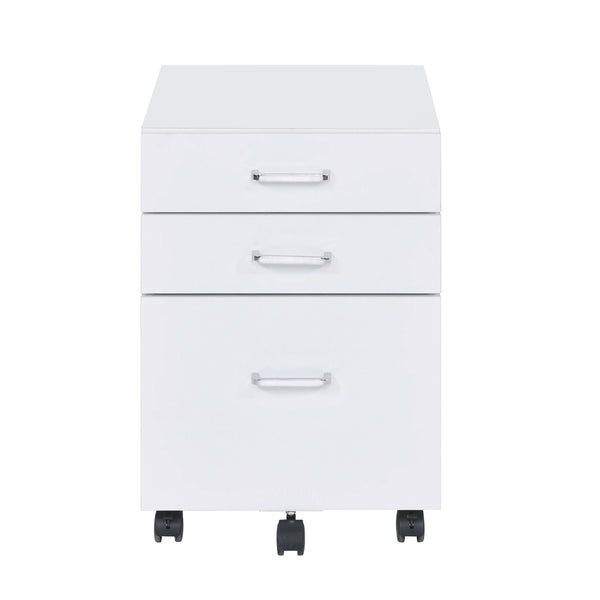 English Elm White White and Chrome 3-Drawer Rectangular File Cabinet with Casters, Sleek Modern Storage Solution for Office Use B062P184520