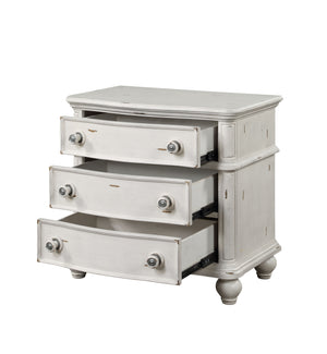 English Elm Antique Elegant 3-Drawer Nightstand with Dovetail Drawers, Felt-Lined Top, Full-Extension Glides Antique White B062P215405