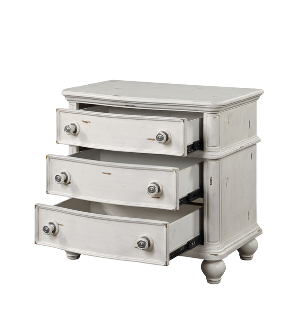 English Elm Antique Elegant 3-Drawer Nightstand with Dovetail Drawers, Felt-Lined Top, Full-Extension Glides Antique White B062P215405