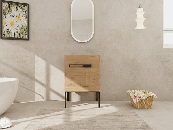 English Elm 24 Dual-Purpose 24" Bathroom Vanity Cabinet with Soft-Close Doors, Adjustable Shelf, Floor or Wall Mount W999104319