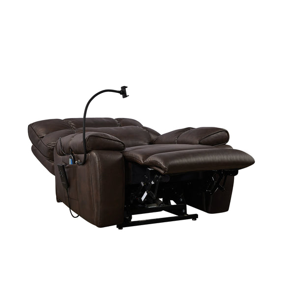 English Elm Recliner Power Lift with Dual OKIN Motors, Massage & Lumbar Heat, Infinite Recline, Cup Holders Brown W820S00023