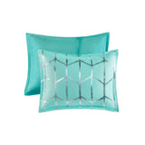 Intelligent Design Raina Modern/Contemporary Metallic Printed Comforter Set ID10-1240 Aqua/Silver