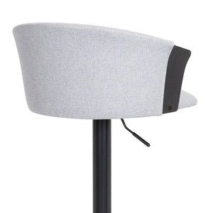 English Elm Lydia Swivel Adjustable Barstool Upholstered Fabric Seat with Black Wood Frame Gray B2736P464835