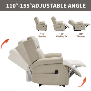 English Elm Emon's Overstuffed Chenille Power Lift Recliner with Massage Heat and Charging Ports Beige W1803S00086