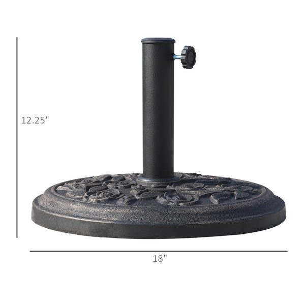 English Elm Round Resin Patio Umbrella Stand with Bronze Embossed Finish for Outdoor Dining T3971P383644