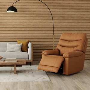 English Elm Global Home Swivel Glider Recliner In Oslo Antelope - Luxurious Leather, Smooth Motion & Comfort B339P333948