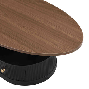 English Elm Luxury Nesting Coffee Table Set of 2 with Sturdy Metal Frame, Safe Rounded Design, Ample Storage and Anti-Slip Pads Black+Brown W821S00025