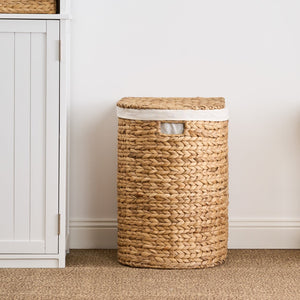 English Elm Judas Handwoven Water Hyacinth Oval Hamper Sustainable Natural Laundry Storage B093P429641