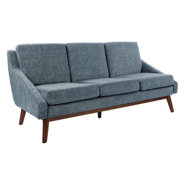 OSP Home Furnishings Mid-century Open Arm Loveseat with Solid Wood Legs and Plush Fiber Cushions Sofa Navy SL4433R-MC3
