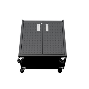 English Elm Rolling Metal Garage Cabinet with Locking Doors Diamond Texture Industrial Storage Charcoal Grey B365P398225