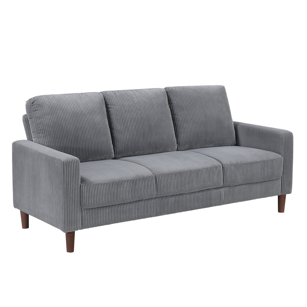 English Elm Modern Track Arm Sofa with Soft Corduroy Upholstery, Plush Cushions and Faux Wood Legs for Living Room Comfort Gray 68 L x 26 W x 18 H B011P362569