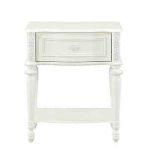English Elm Ivory 1-Drawer Nightstand with Bottom Shelf for Books & Decor, Smooth-Glide Drawer, Compact Chic B062P215402