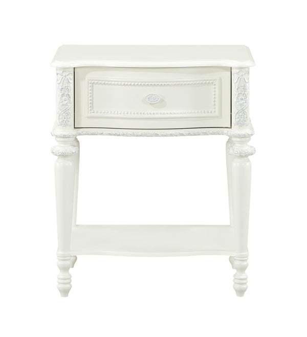 English Elm Ivory 1-Drawer Nightstand with Bottom Shelf for Books & Decor, Smooth-Glide Drawer, Compact Chic B062P215402