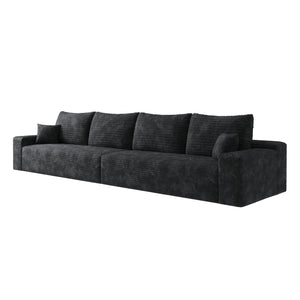 English Elm 140" Plush Cloud Sectional Sofa with Corduroy Upholstery, Deep Seat Modular Design, No Assembly Needed Black W2824S00033