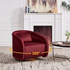 English Elm Swivel Barrel Chair Plush Teddy Fabric Pumpkin Silhouette for Living Room or Bedroom W3244P288860