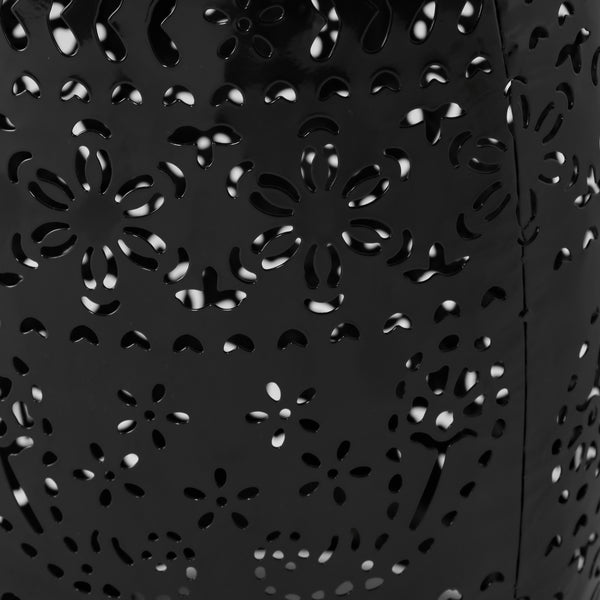 English Elm Christopher Knight Home® - RUBY Lace-Cut Metal Side Table Barrel Shape Accent Table for Patio, Garden & Indoor Use, Rust-Resistant Elegance Black N770P365800K