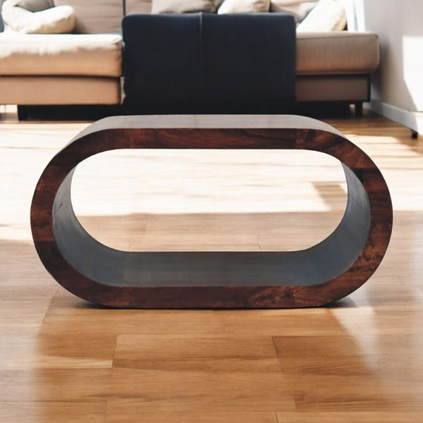 English Elm Solid Wood Amaya Oval Coffee Table In Rich California Walnut – Handcrafted, Eco-Friendly Design For Modern Living B182P279238-GIGA