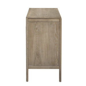 English Elm U_STYLE 47.2-Inch Farmhouse Sideboard with Ash Veneer, Double-Door Storage, Iron Handles, Stable Design Natural N711P241278A