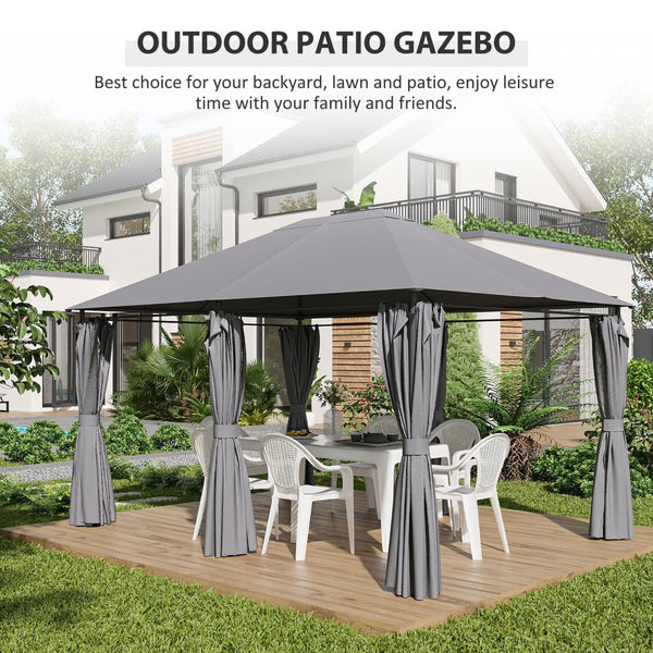 English Elm Outsunny 10' X 13' Outdoor Patio Gazebo With Removable Sidewalls For Perfect Garden Entertaining! W2225P200680-GIGA
