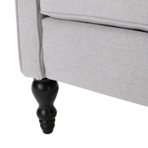 English Elm Charcoal Wingback Pushback Recliner with Button Tufted Diamond Fabric Upholstery Light Grey N763P410529R