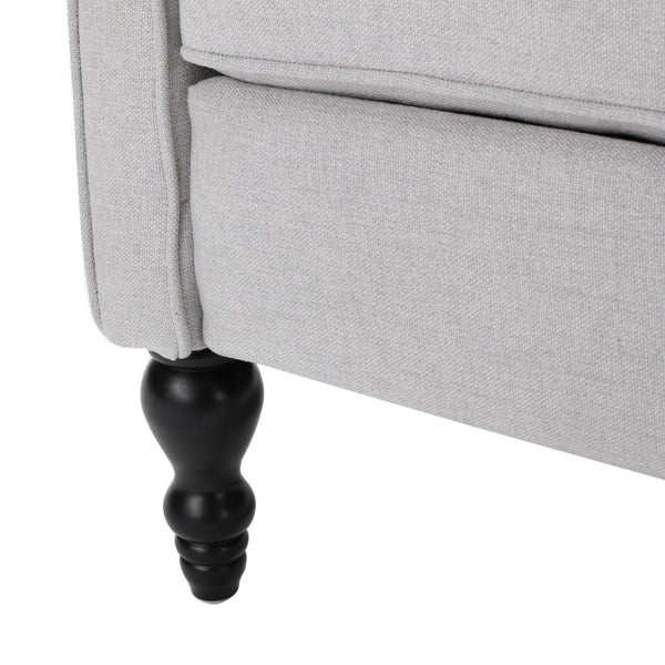 English Elm Charcoal Wingback Pushback Recliner with Button Tufted Diamond Fabric Upholstery Light Grey N763P410529R