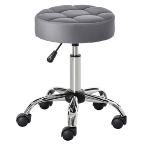 English Elm Office Velvet Tufted Rolling Stool with Pneumatic Height Lift for Vanity Salon Use T3971P389409