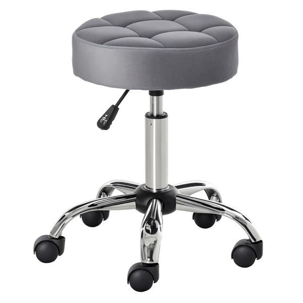 English Elm Office Velvet Tufted Rolling Stool with Pneumatic Height Lift for Vanity Salon Use T3971P389409
