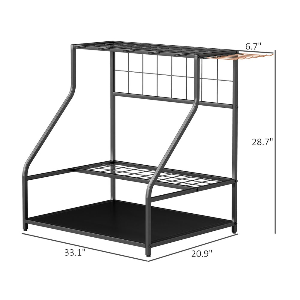 English Elm Multi-purpose Metal Garden Tool Rack Three Tier Corner Storage for Shed or Garage T3971P425442