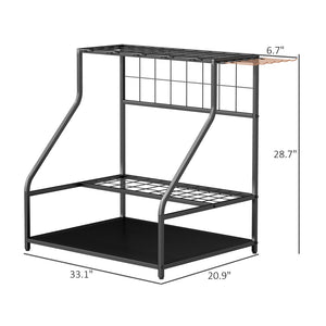 English Elm Multi-purpose Metal Garden Tool Rack Three Tier Corner Storage for Shed or Garage T3971P425442
