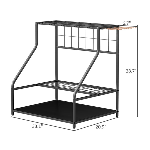 English Elm Multi-purpose Metal Garden Tool Rack Three Tier Corner Storage for Shed or Garage T3971P425442