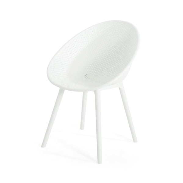 English Elm Christopher Knight Home® - Gable Outdoor Dining Chair Set of 2 – Weather-Resistant Resin Build, Perforated Diamond Pattern Comfort White N775P176686K