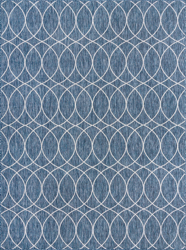 Unique Loom Outdoor Trellis Gitter Machine Made Trellis Rug Blue, Ivory 9' 0" x 12' 0"