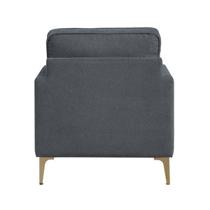 English Elm Modern Comfort Accent Chair with Chenille Upholstery, Brushed Gold Metal Legs, Durable Plywood Frame Dark Gray 29 L x 23 W x 26 H B011P308021