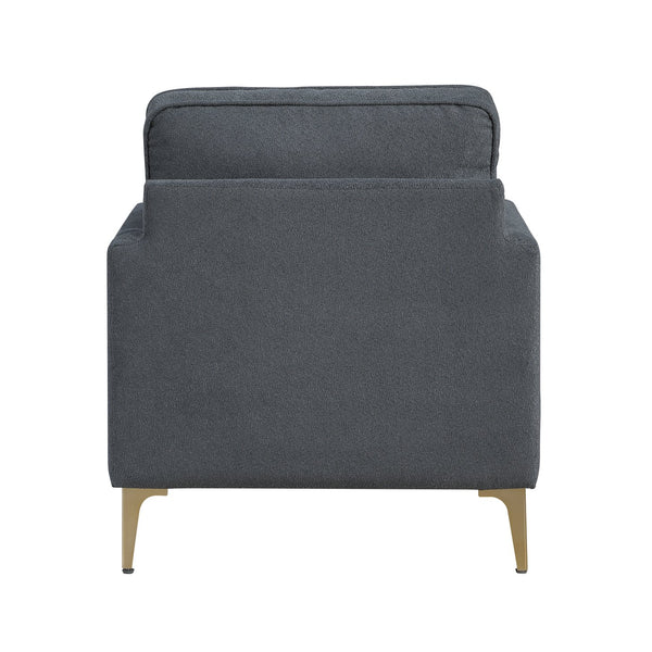 English Elm Modern Comfort Accent Chair with Chenille Upholstery, Brushed Gold Metal Legs, Durable Plywood Frame Dark Gray 29 L x 23 W x 26 H B011P308021
