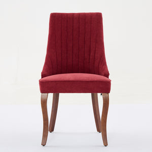English Elm Rayon High-Back Dining Chair Set with Plush Flocking Upholstery, Rebound Sponge Comfort, Solid Wood Legs WINE RED W1143P233647