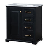 English Elm 30" Bathroom Vanity With Sink, One Package, Black Bathroom Cabinet With Drawers, Solid Frame and Mdf Board