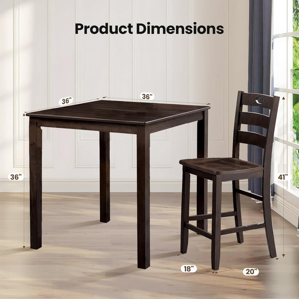 English Elm Transitional Counter Height 3pc Dining Set with USB Charging, Storage Shelves & Padded Seats Espresso 44 L x 41 W x 12 H B2741P381489