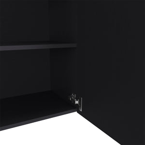 English Elm Wall Cabinet Dennard Black - Slim Wall-Mounted Kitchen Storage with 2 Spacious Shelves & Metal Handle B092P238703