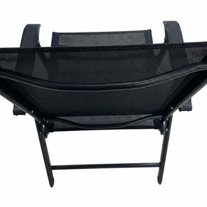 English Elm Outdoor Stackable Folding Chairs Set Ergonomic Mesh Back Steel Frame Patio Seating Black W5159P445935