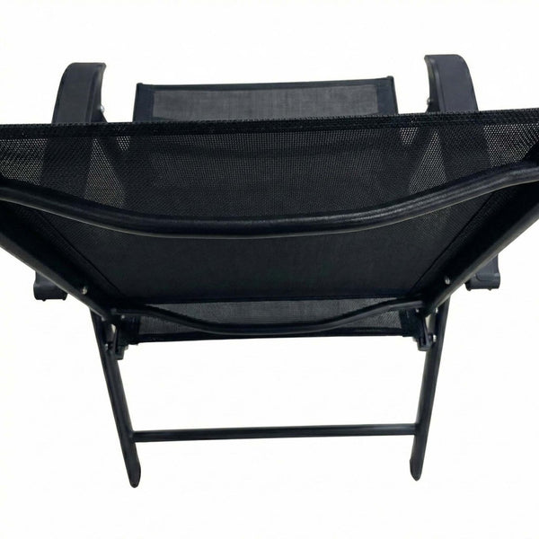 English Elm Outdoor Stackable Folding Chairs Set Ergonomic Mesh Back Steel Frame Patio Seating Black W5159P445935