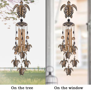 English Elm Outdoor Sea Turtle Bronze Metal Wind Chimes Rust Resistant Patio Garden Decor W2181P483680