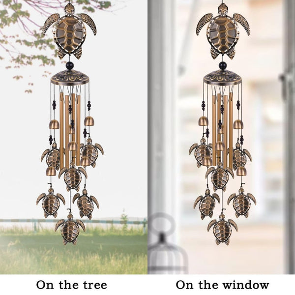 English Elm Outdoor Sea Turtle Bronze Metal Wind Chimes Rust Resistant Patio Garden Decor W2181P483680