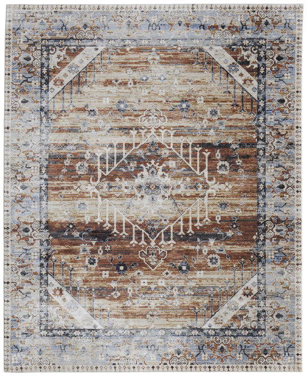 Feizy Rugs Melrose Area Rug: Luxurious Turkish Craftsmanship With Durable, Stain-resistant Design For Elegance Ivory,Red,Blue Polypropylene,Polyester,Viscose Mel39nzfivyrste70