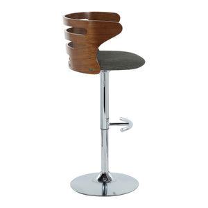 English Elm Cosi Mid-Century Modern Adjustable Barstools Set Of 2 With Swivel, Chrome Base & Walnut Backrest B202S00778
