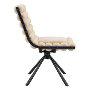 English Elm Set of 2 Dutch Velvet Bubble Backrest Dining Chairs with Sculptural Tufted Design Beige,Black W3875P370840