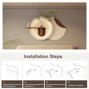English Elm Adjustable Led Sandstone Double Disc Wall Sculpture with Botanicals for Living Room W2700P389345