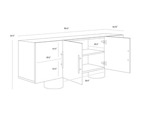 Sunpan KRESTEVEN Sideboard: Modern Luxury with Maple Burl Veneer & Gold Accents for Elegant Storage Solutions 112129