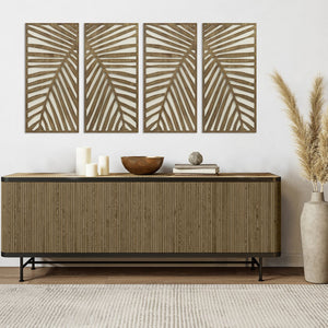 JLA Home Madison Park - Two-tone Sculpted Palm Wall Panels by Emily Warne — Distressed Coastal Two-Tone Wood Décor, 12x18 each MP95B-0280